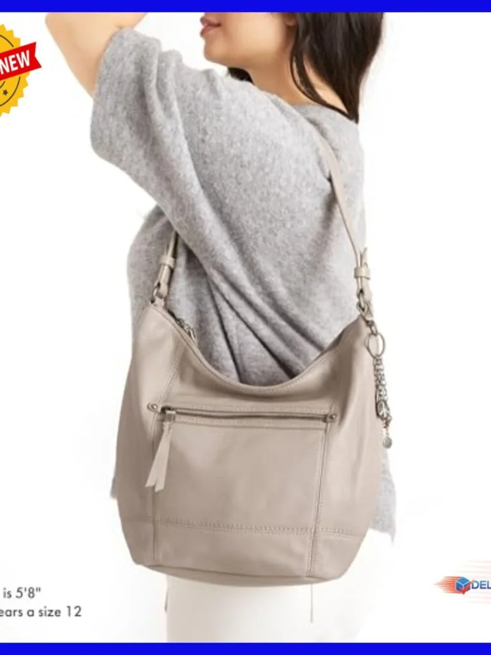 Leather Hobo Bag with Multiple Pockets, Everyday Shoulder Purse